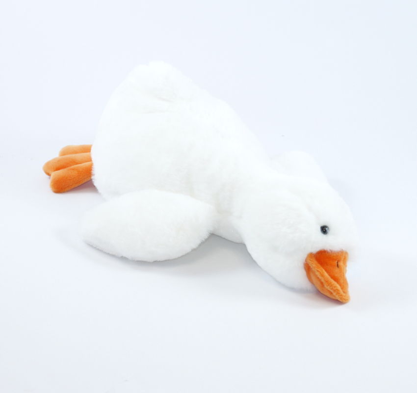  peluche canard blanc orange 30 cm 